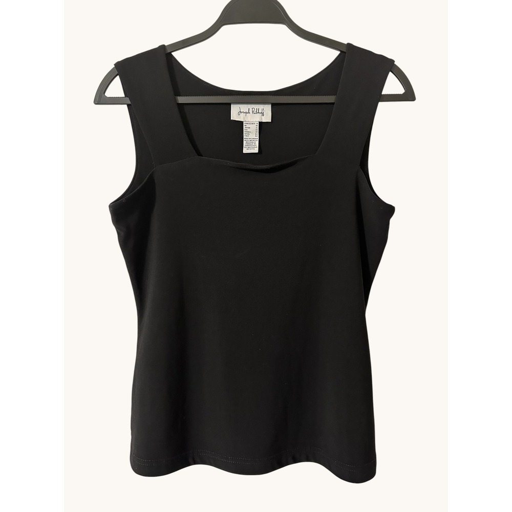 Joseph Ribkoff Black Stretch Knit Square Neck Sleeveless Top Size 8